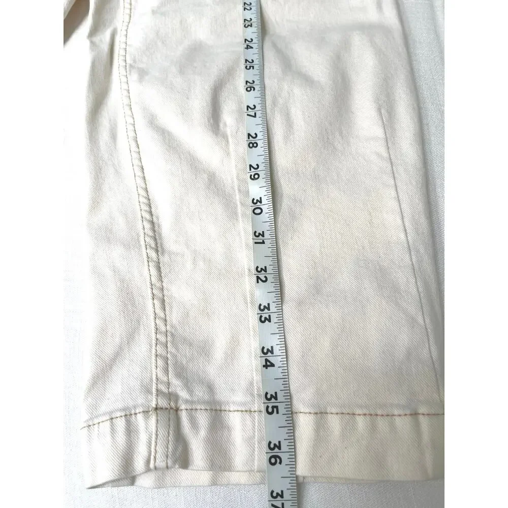 Free People High Rise Wide Leg Crop Pleated Pants Ecru Ivory Gorpcore Thick 2